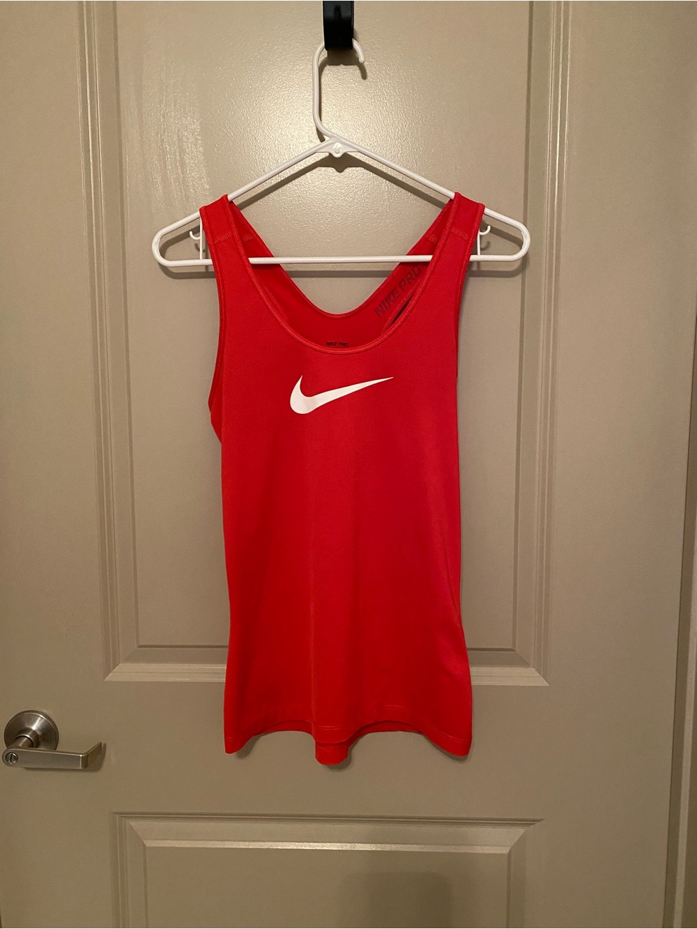 Nike Red Women's Athletic Tank with White Swoosh Logo. Dri-Fit Racerback . S/P